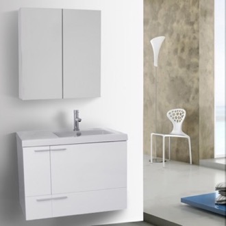Bathroom Vanity White Bathroom Vanity, Modern, Wall Mounted, 31